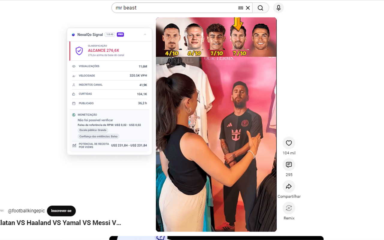 Painel compacto do NexaIQo Signal 1.0.45 analisando um Short